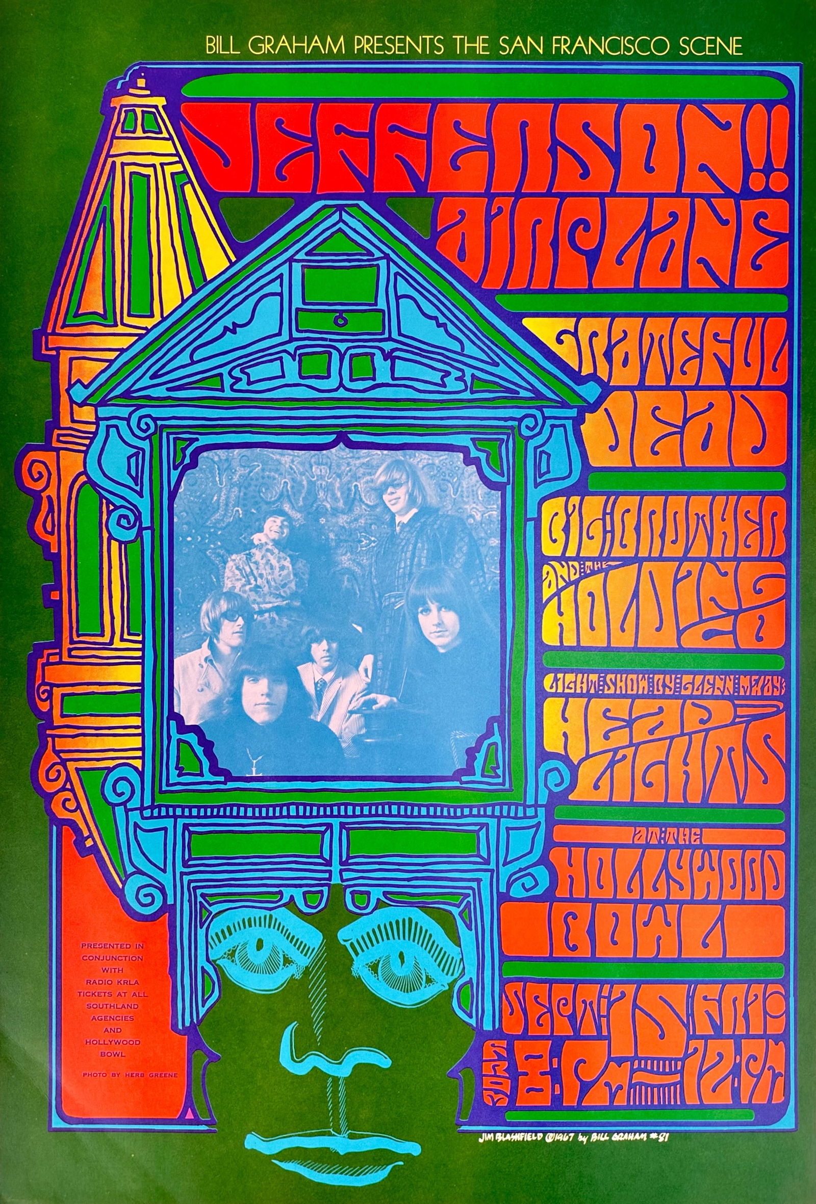 Bill Graham 1967 Hollywood Bowl Jefferson Airplane & Grateful Dead Concert Poster (1 of 4)