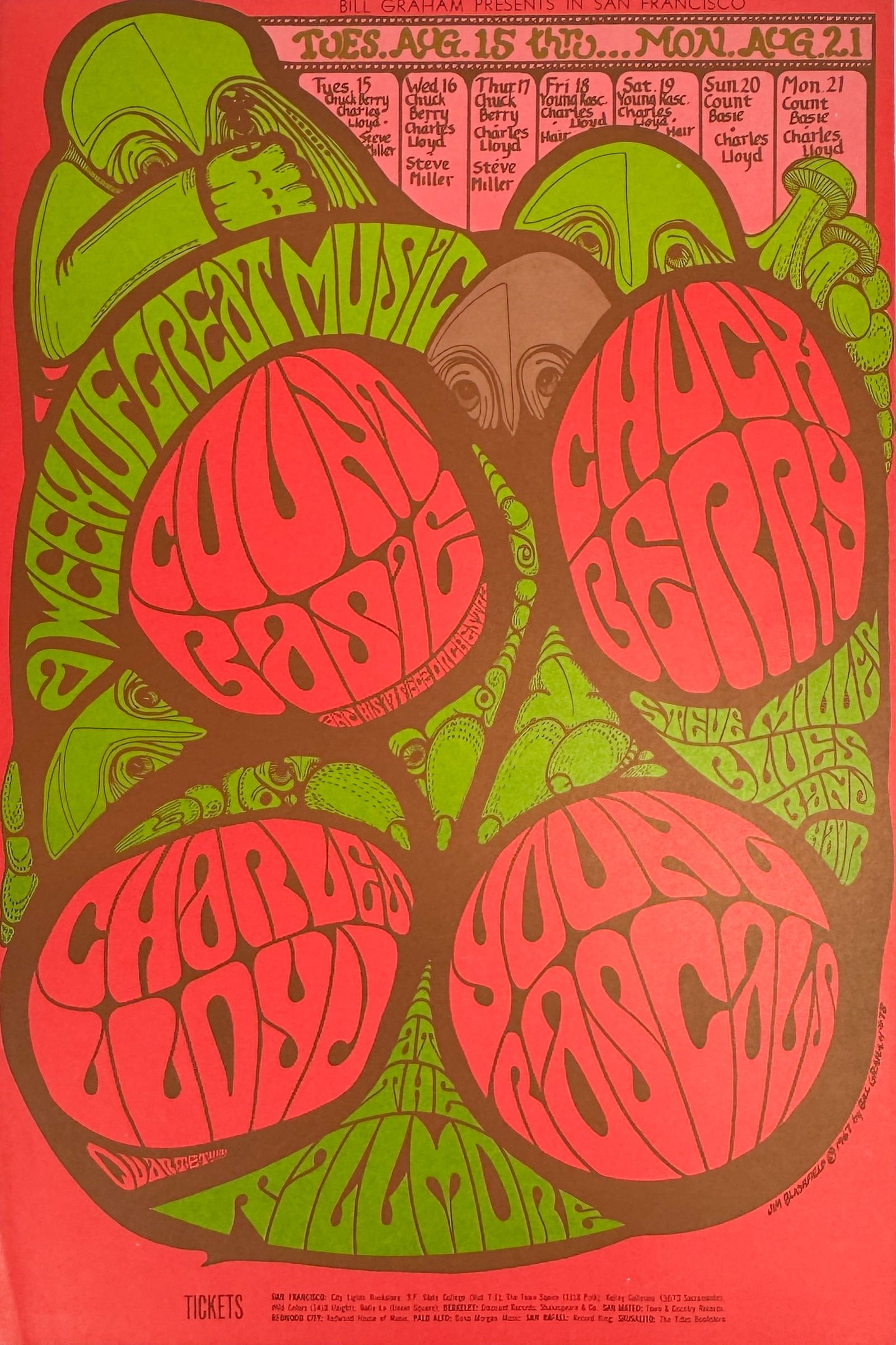 Bill Graham 1967 Fillmore Auditorium Chuck Berry & Count Basie Concert Poster (1 of 4)