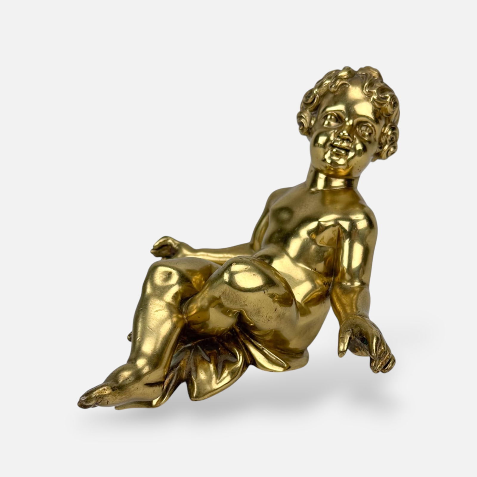 Fine Cast Gilt Bronze Putti Cherub Figurine Heavy and Solid Ormolu Decoration for High End Furniture (1 of 7)