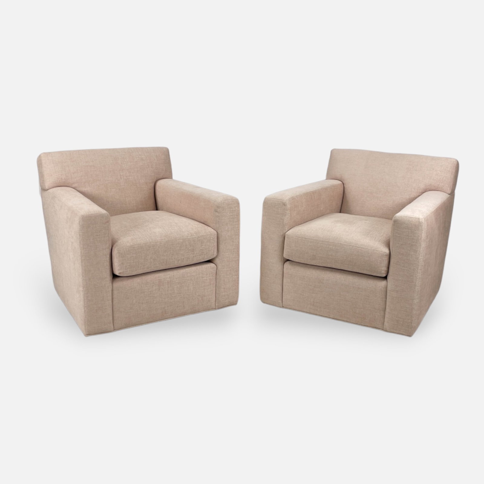 Lee Industries Modernist Pair Pale Pink Swivel MCM Lounge Chairs (1 of 6)