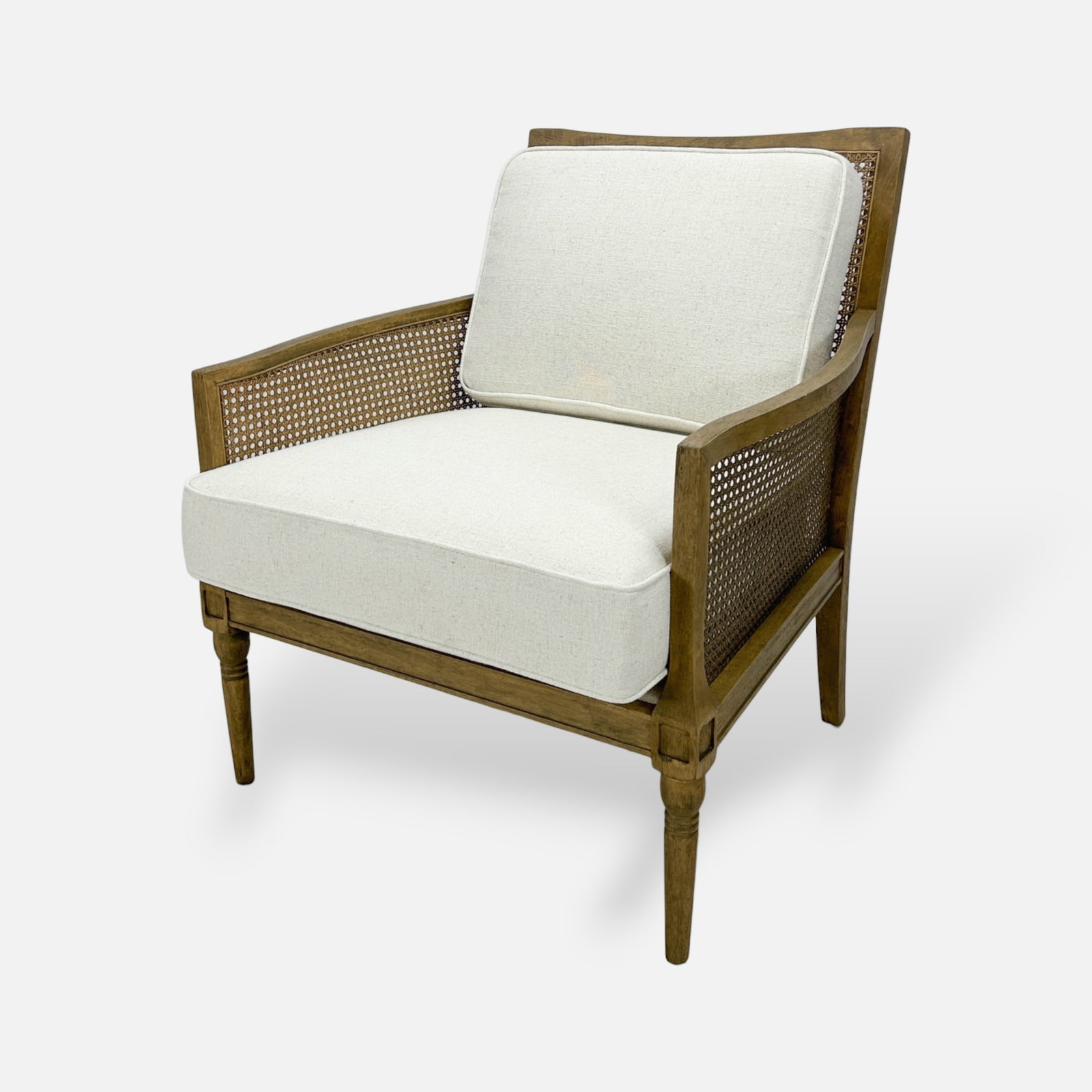 Ballard Designs Upholstery Collection Single Contemporary Lounge Chair Fruitwood and Rattan (1 of 12)