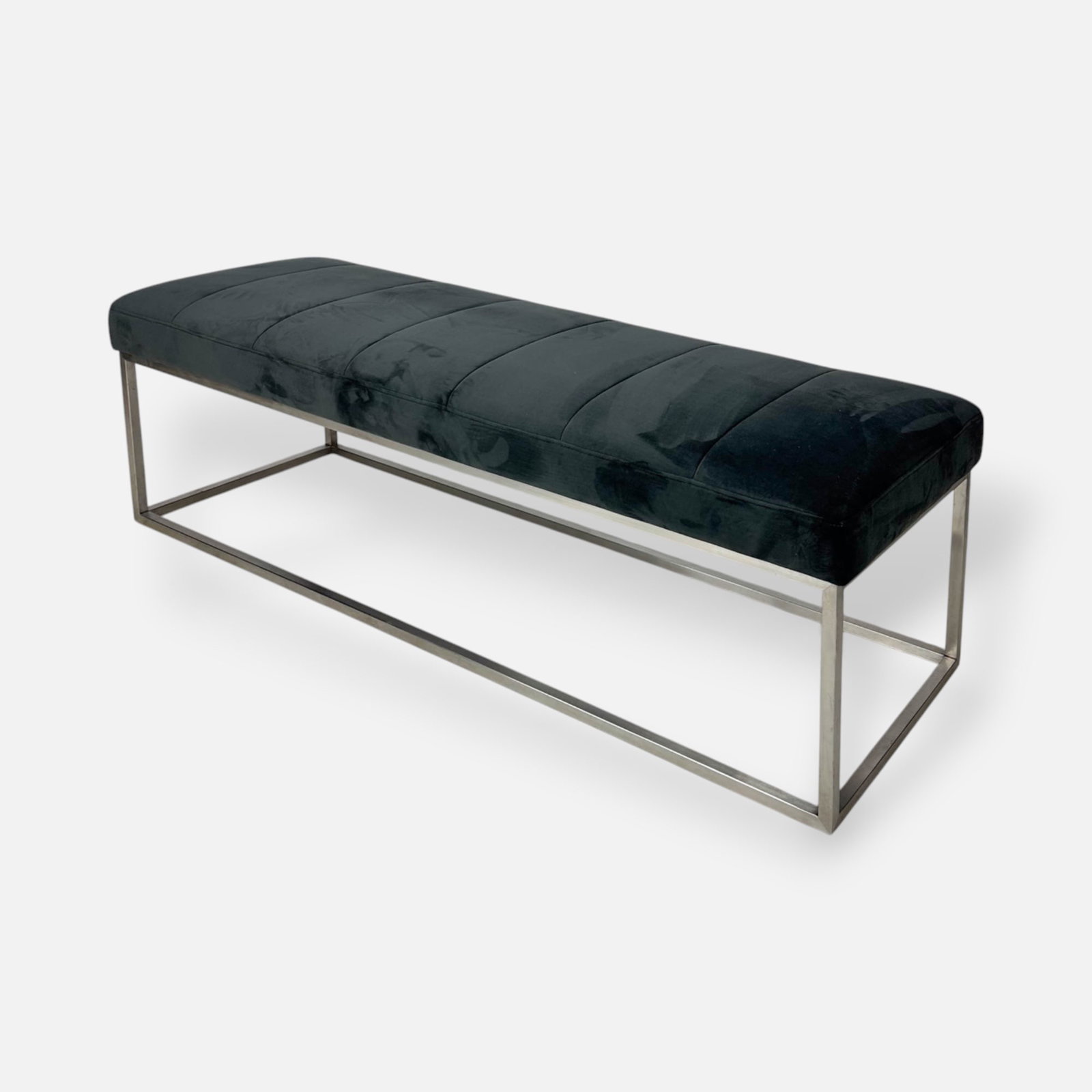 Crate & Barrel Contemporary Upholstered Window Bench Steel Square Tube and Velvet Hall Seat (1 of 9)