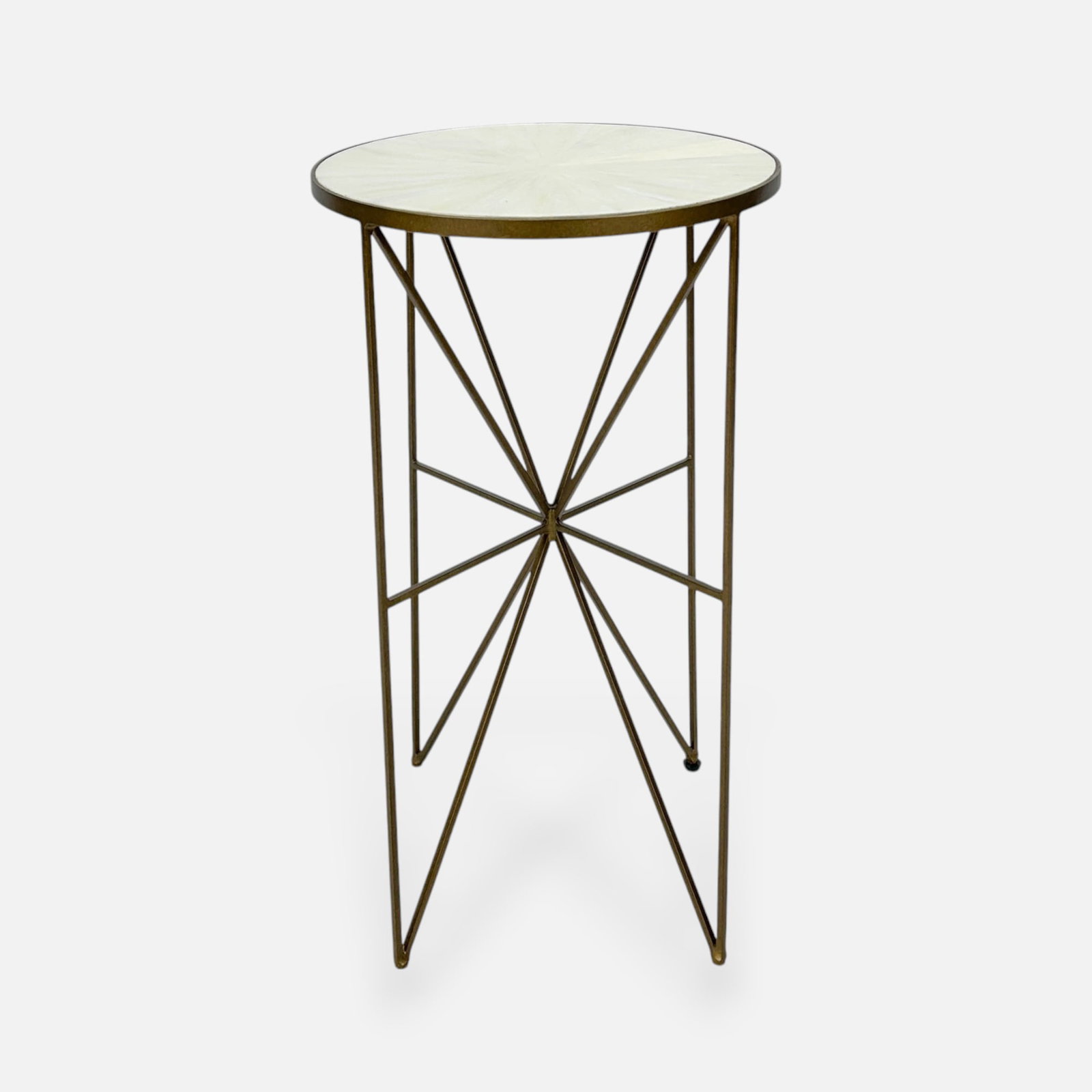 Gabby Home Contemporary Directoire Style Gilt Metal and Bone Veneer Gueridon Table Plant Stand: Ca. late 20th to early 21stC. Very good with no breaks or repairs. We do not provide in-house shipping! We have a partnership with our local UPS Store which offers a simple pack and ship process, plea