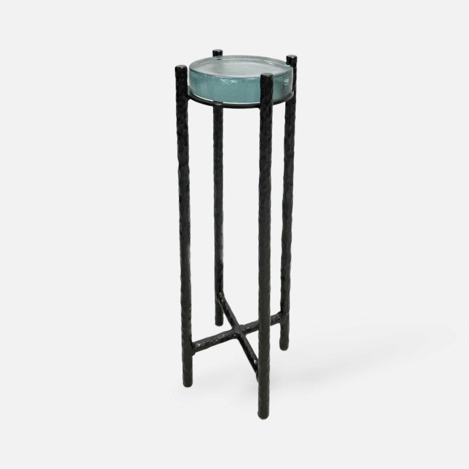 Charleston Forge Contemporary  Iron and Glass Brutalist Plant Stand Tall Drink Side Table (1 of 6)