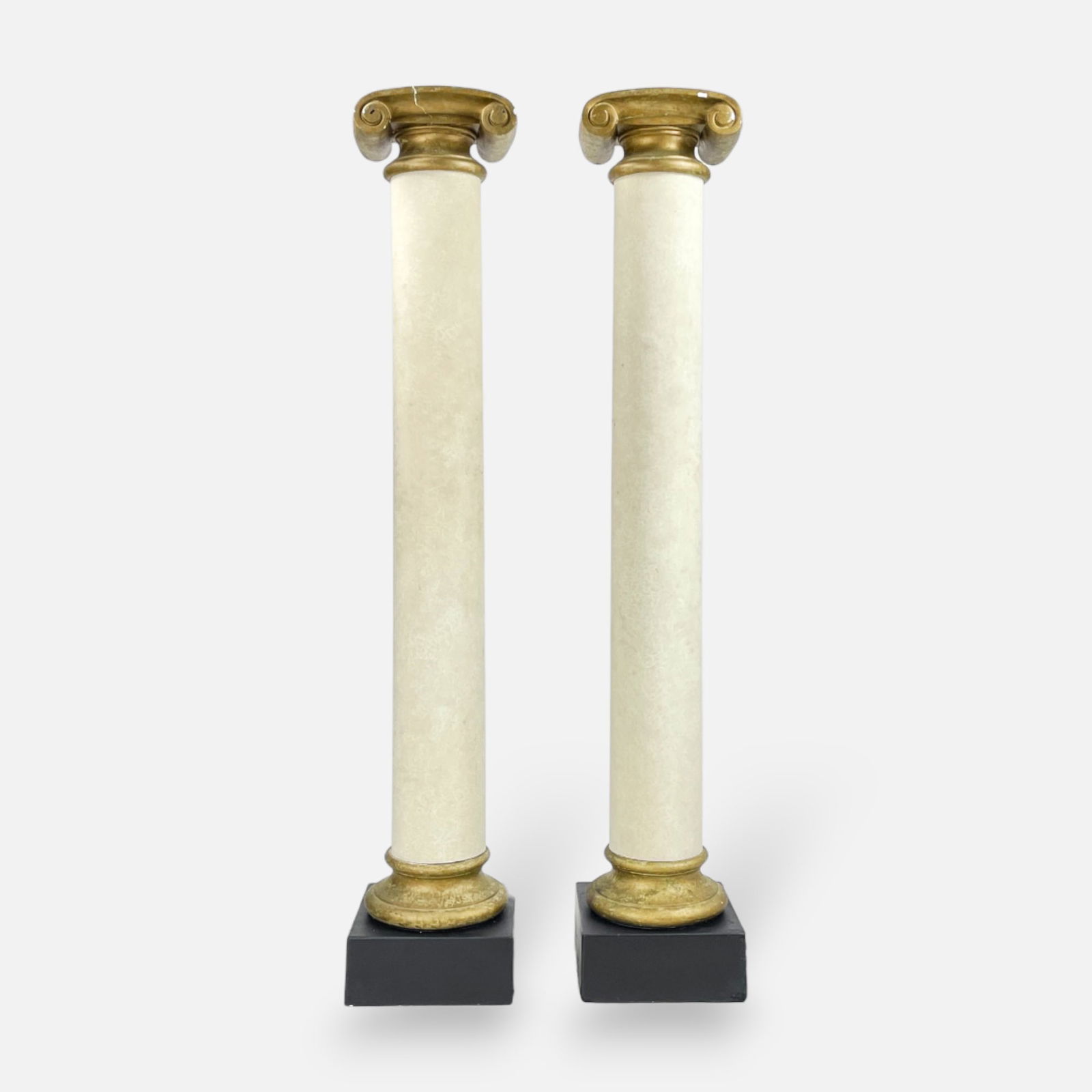 Pair Torchiere Floor Lamps Painted Wood & Plaster Doric Column Tall Lights (1 of 4)