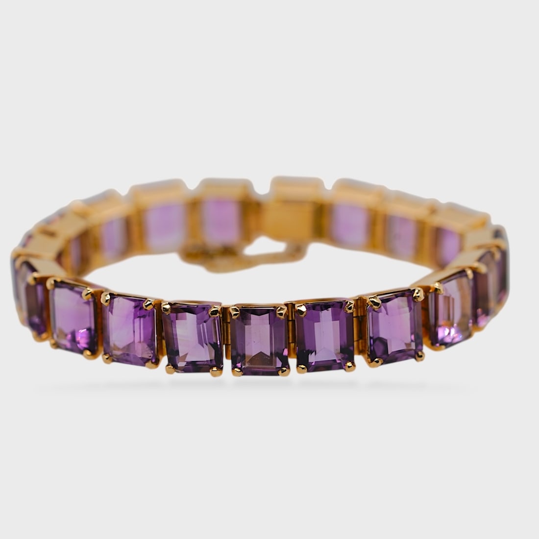 Fine 14K Yellow Gold & Amethyst Gemstone Link Bracelet (1 of 4)