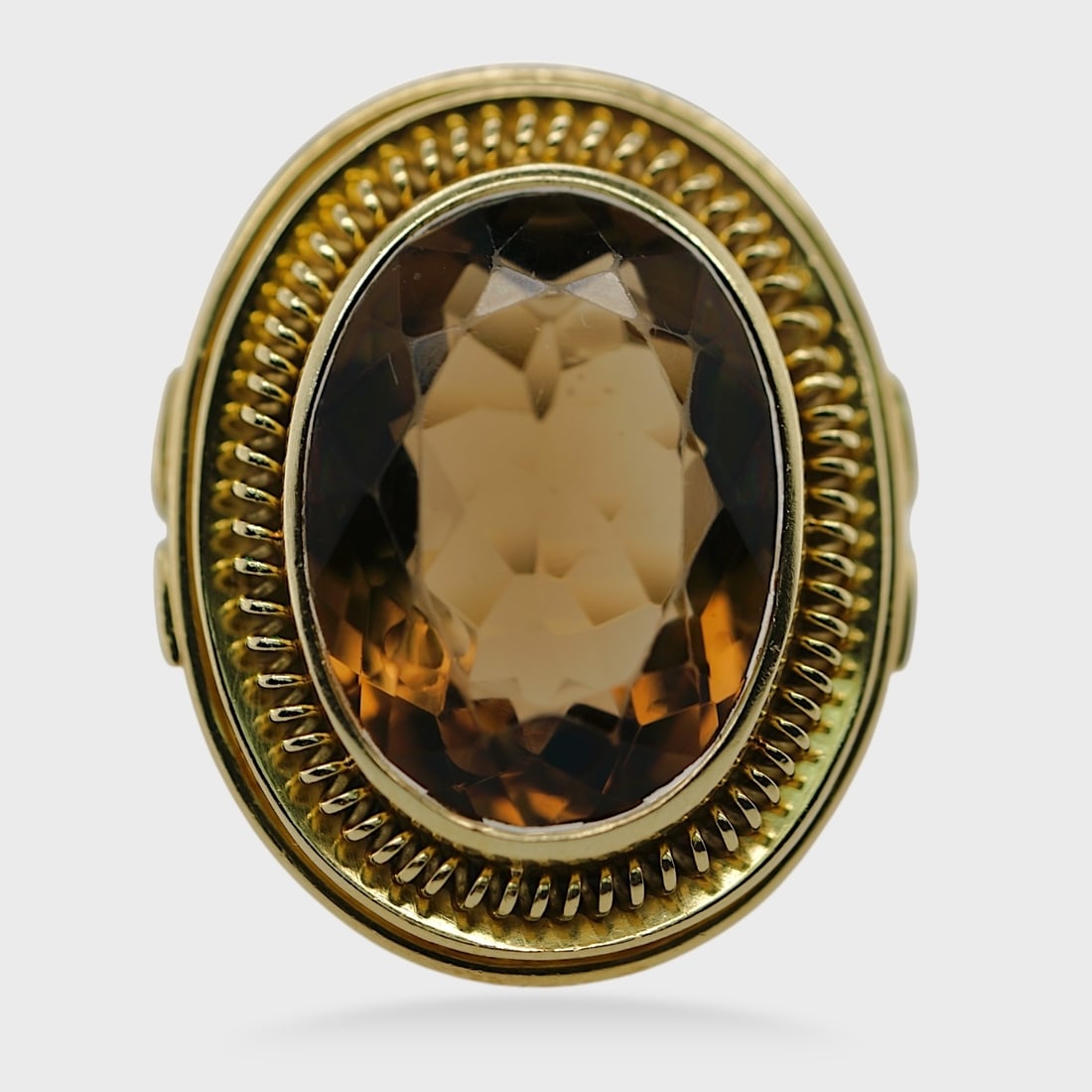 Fine 14K Yellow Gold & Smokey Topaz Gemstone Cocktail Ring Sz 6.25 (1 of 5)