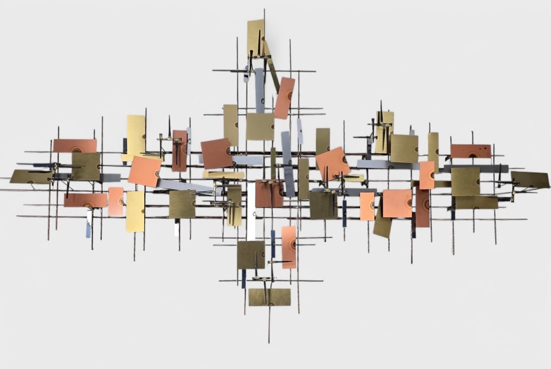 Cutis Jere Style Brutalist MCM Metal Wall Sculpture (1 of 10)