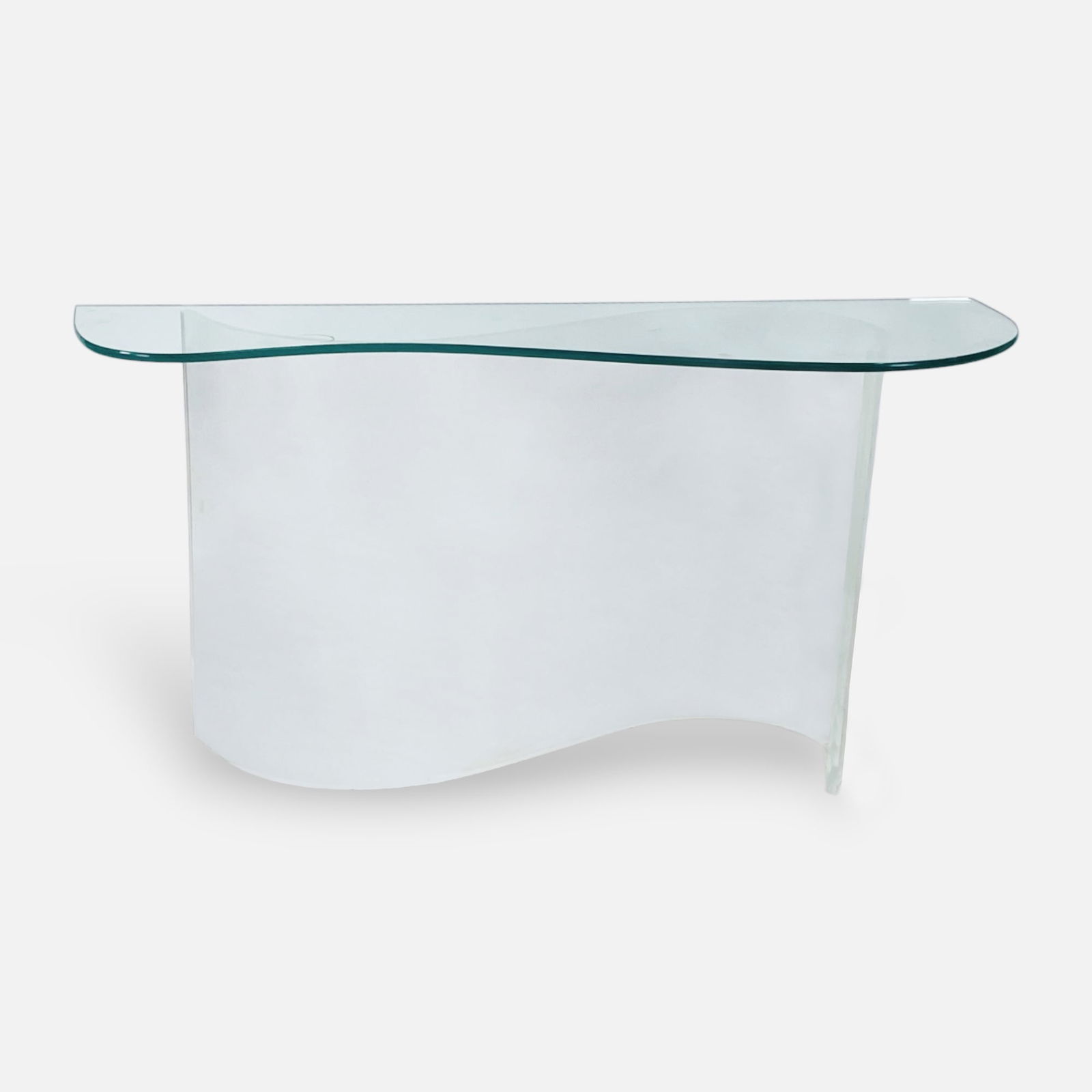 Vladimir Kagan Style Mid Century Glass and Lucite Curved Profile Console Table (1 of 6)