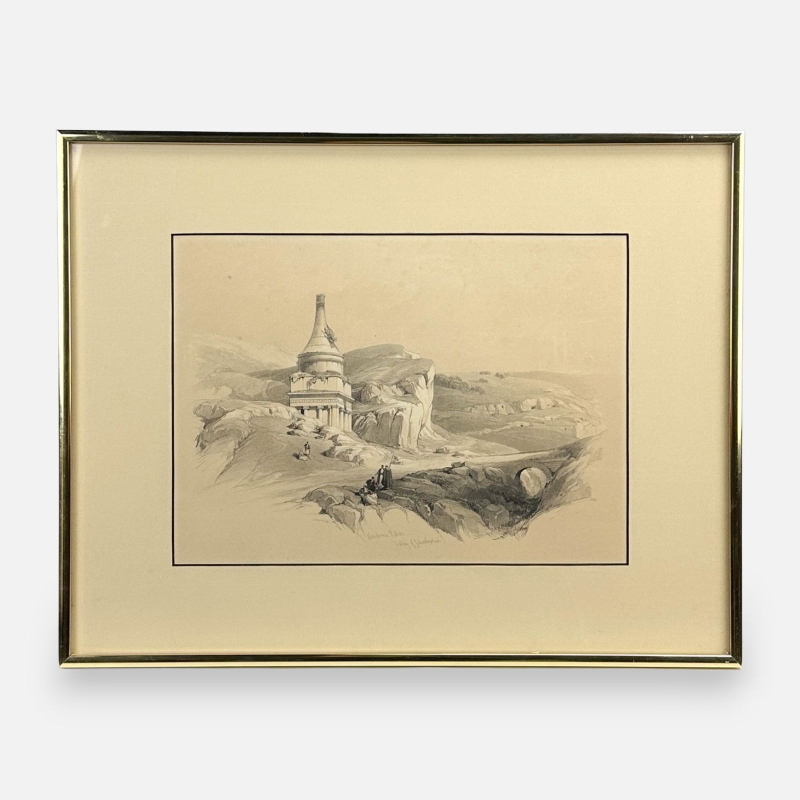 David Roberts "Absalom's Pillar Valley of Jehoshaphat" Lithograph Plate Framed (1 of 4)