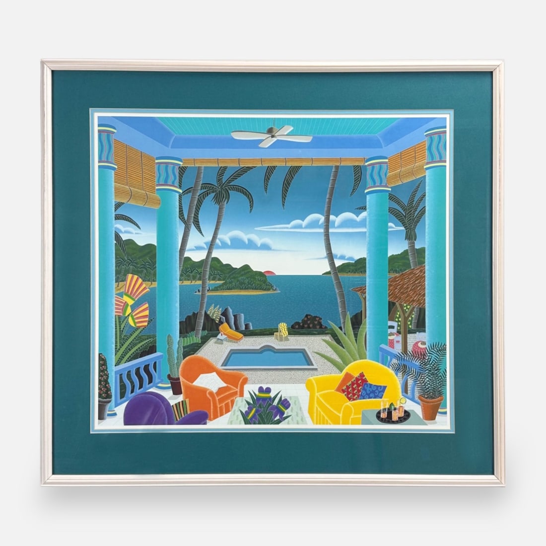 Thomas McKnight "Mustique Pavilion" 1994 Serigraph Print Framed (1 of 3)