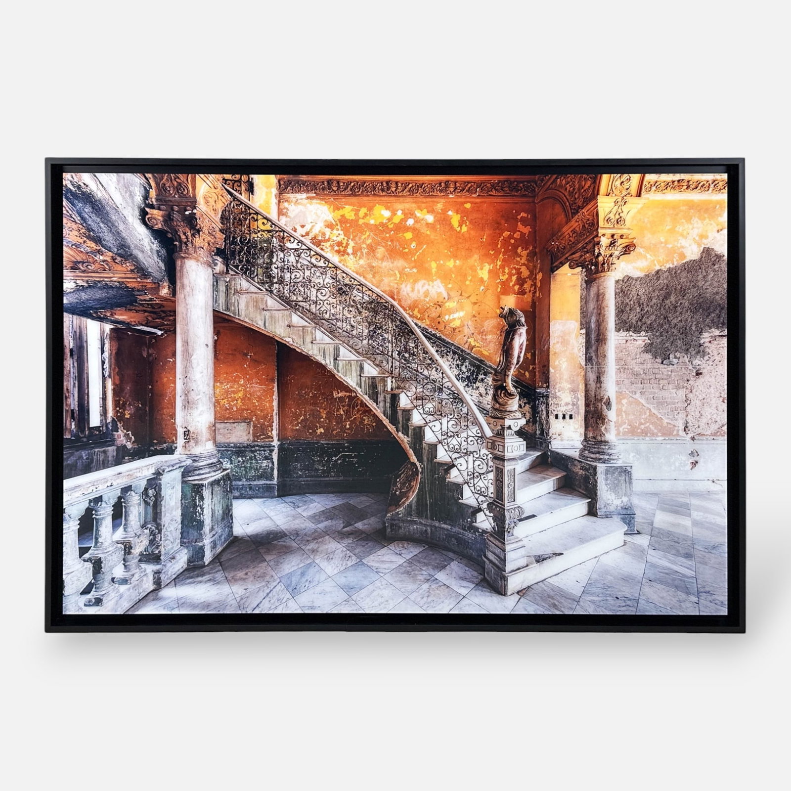 Aurelien Villette "Cuba Verticalite" Huge Photograph Framed w/COA: Float-mounted size approx. 39 1/2" x 58 3/4". Scratching to bottoms and sides of black frame, frame cracked lower middle. Very good photograph condition. We do not provide in-house shipping! We have a