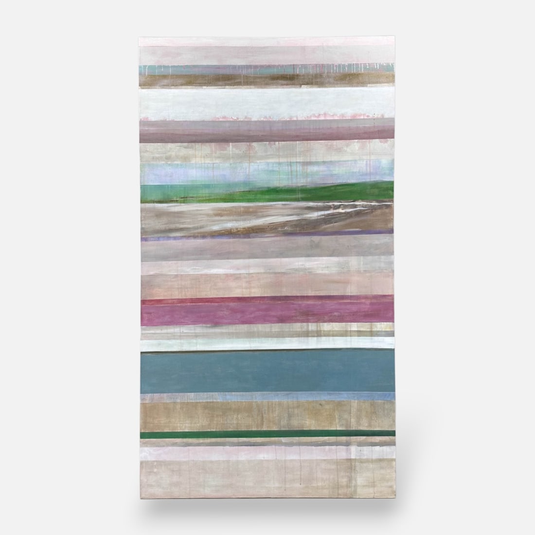 Large Acrylic on Canvas Soft Horizontal Stripes Painting #2 Style of Clay Johnson (1 of 4)
