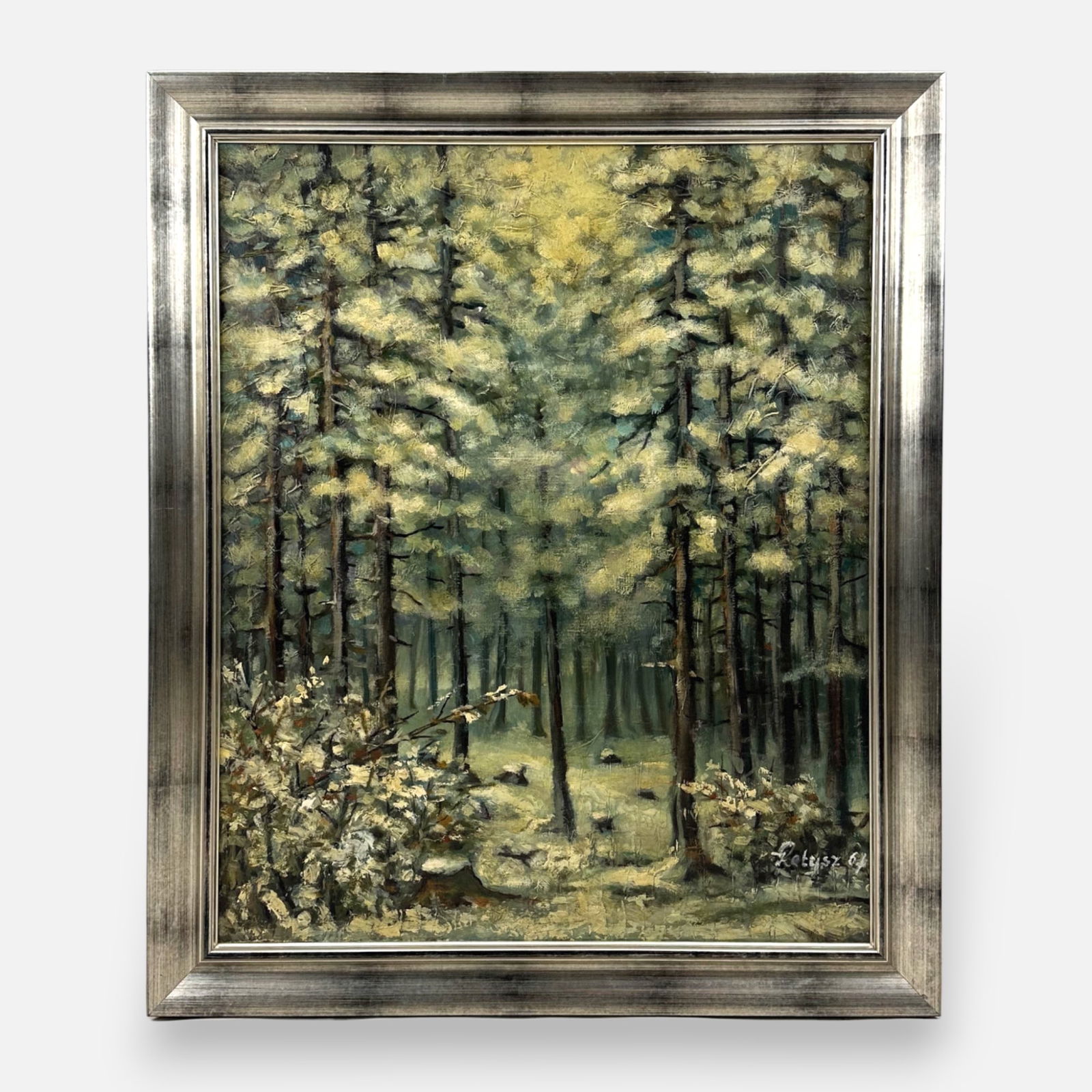 Artist Signed Original 1967 Woodland Forest Acrylic on Canvas Painting Framed (1 of 4)