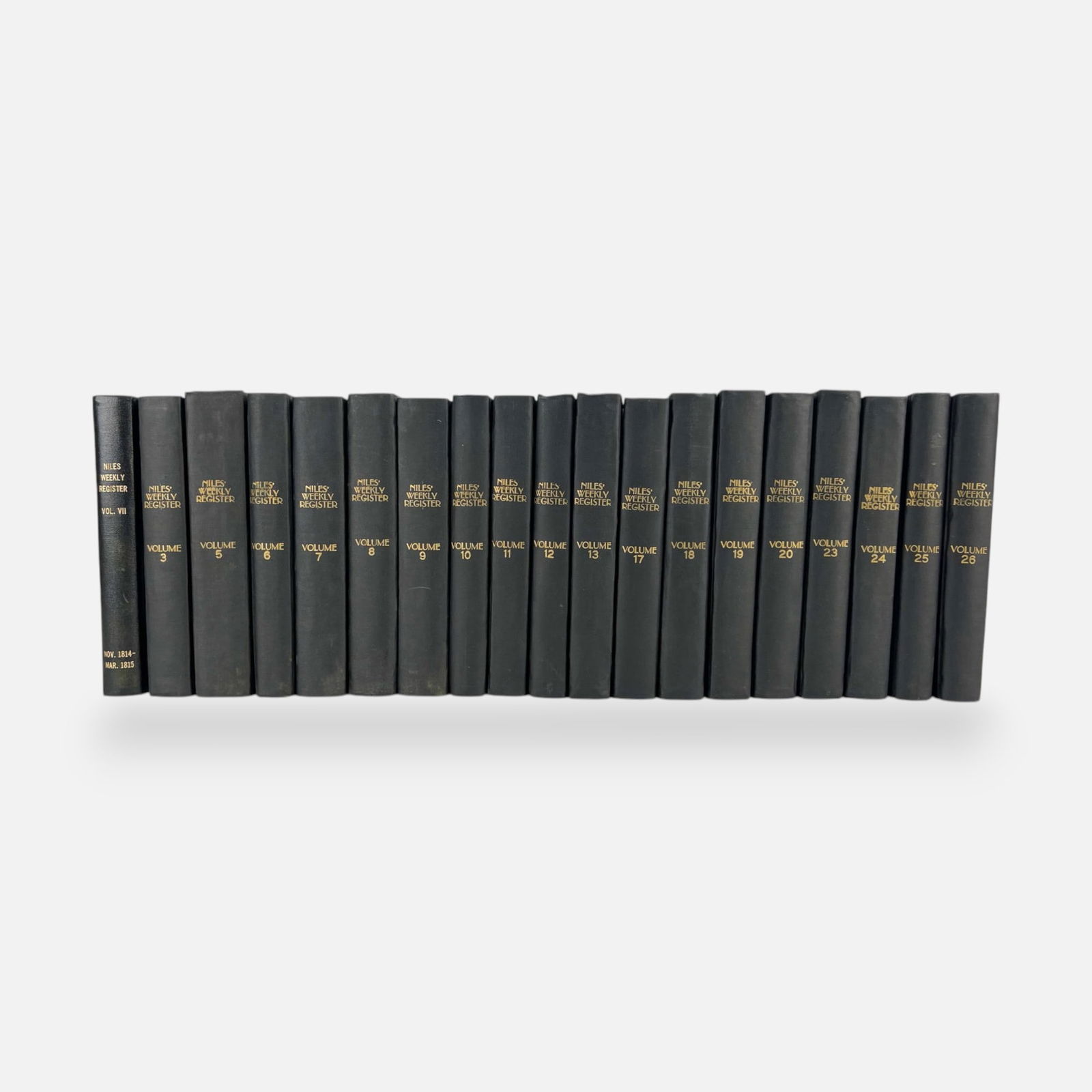 Niles Weekly Register Bound Original Volumes Covering Years Between 1812 to 1824 Nineteen Books (1 of 9)