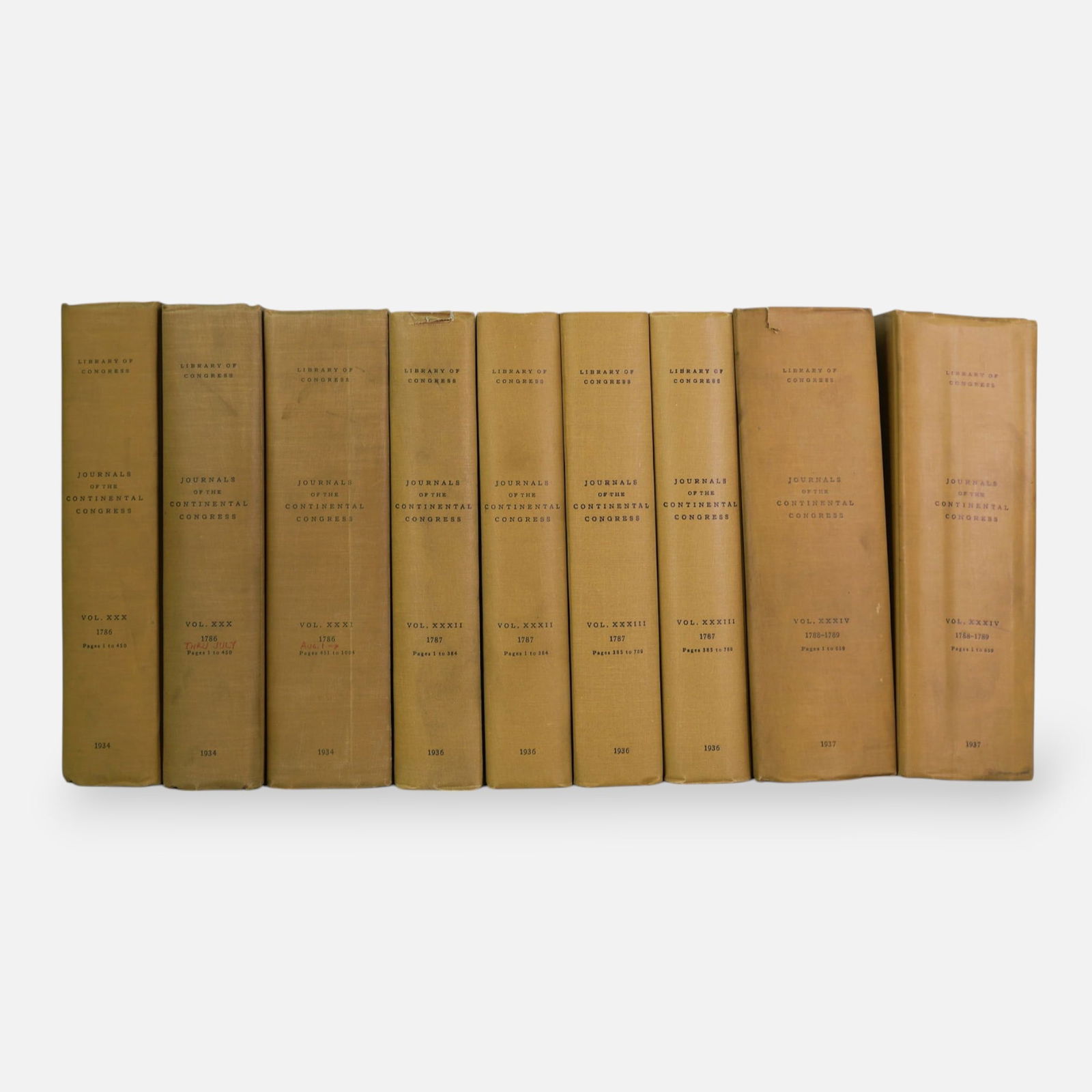 1781-1782 Journals of Continental Congress Nine Volumes Books Published by Library of Congress 1934, (1 of 9)