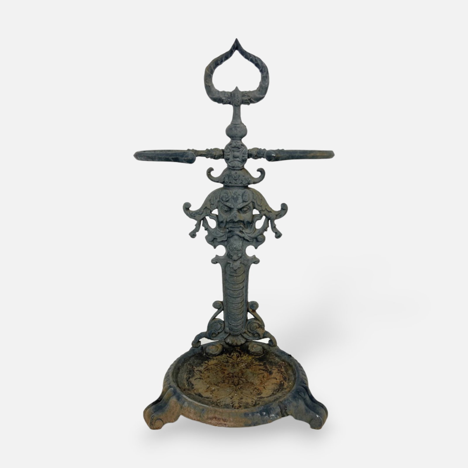 Antique 19thC English Cast Iron Lion Mask Umbrella/Cane Stand Hall Tree w/Top Handle (1 of 9)