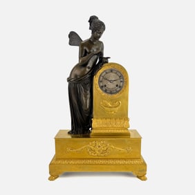 Antique French Empire Ormolu Figural Mantle Clock