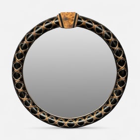 Jeffco Large Lacquer Circular Wall Mirror