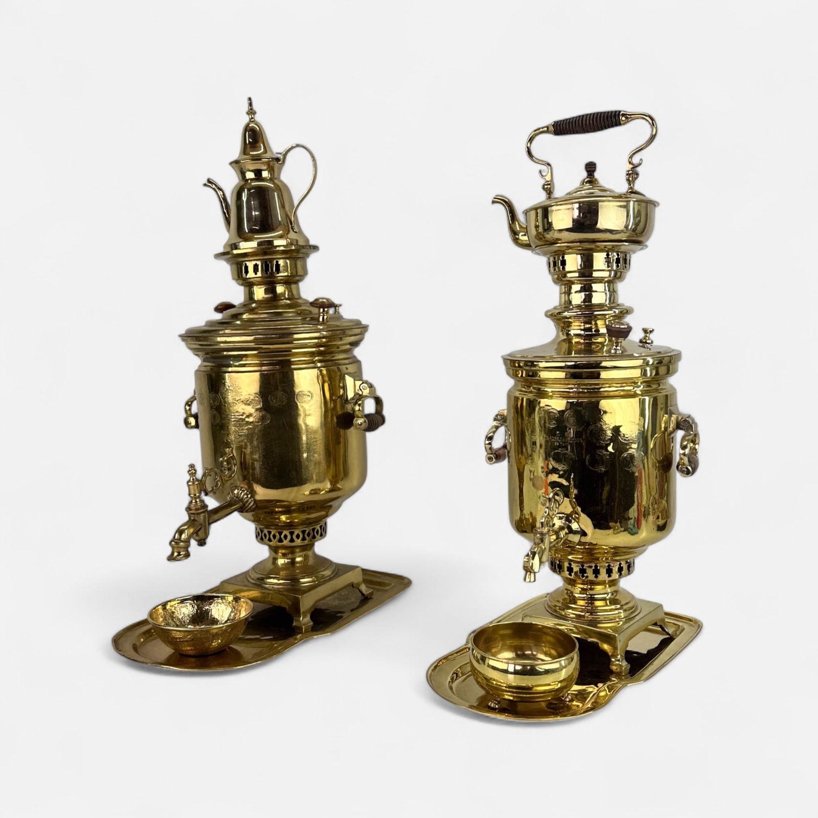 Two Antique 19thC Russian Imperial Brass Samovars (1 of 20)