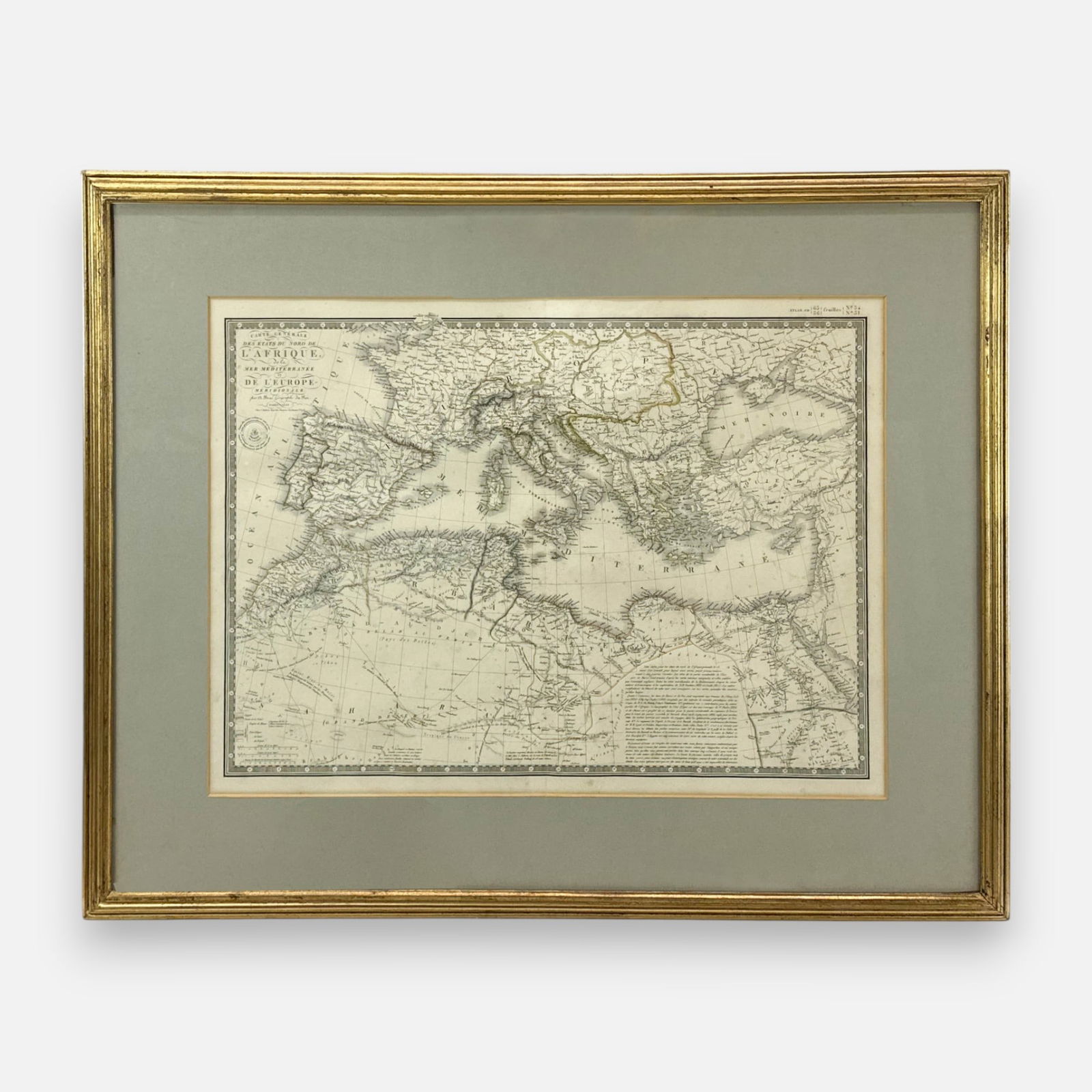 Adrien-Hubert Brue "Nord de l'Afrique, Mer Mediterranee, Europe Meridionale" Hand Colored Framed Map (1 of 7)