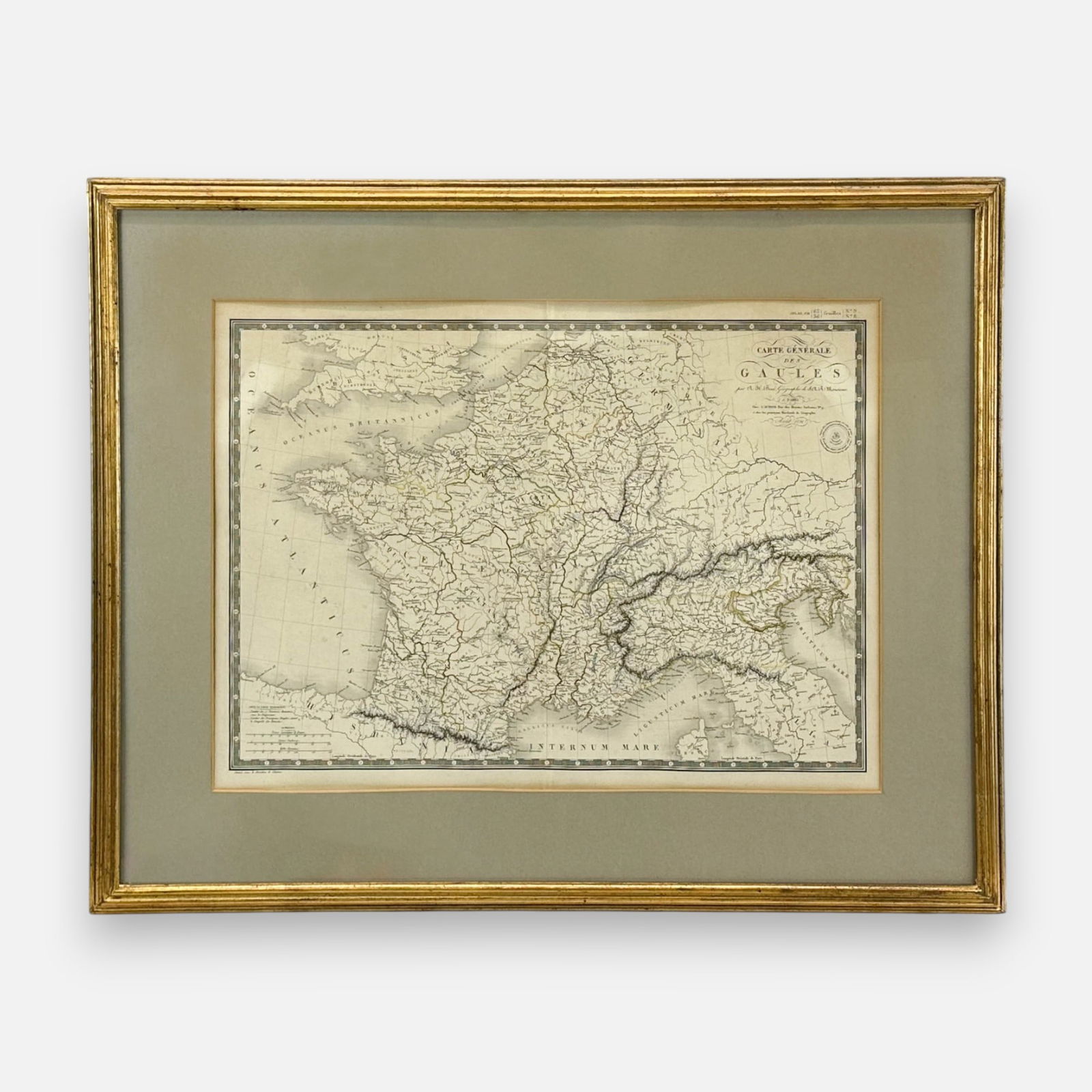 Adrien-Hubert Brue "Carte Generale Des Gaules" Hand Colored Framed Antique Map (1 of 7)