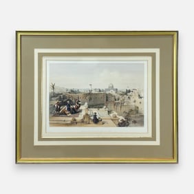 David Roberts "Mosque of Omar Shewing the Site of the Temple" Hand Colored Lithograph Framed Print