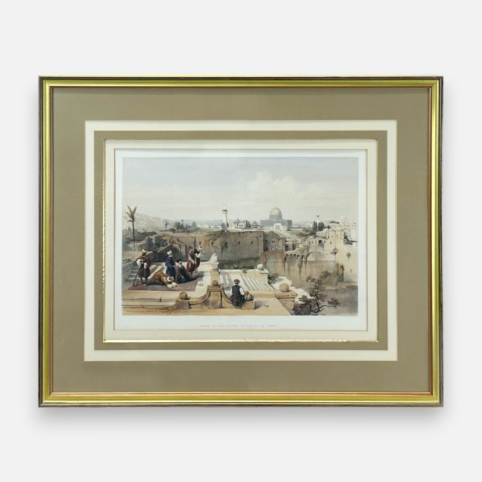 David Roberts "Mosque of Omar Shewing the Site of the Temple" Hand Colored Lithograph Framed Print (1 of 6)
