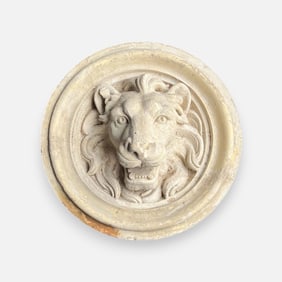 Oversized Cast Plaster Lion Head Medallion Wall Plaque
