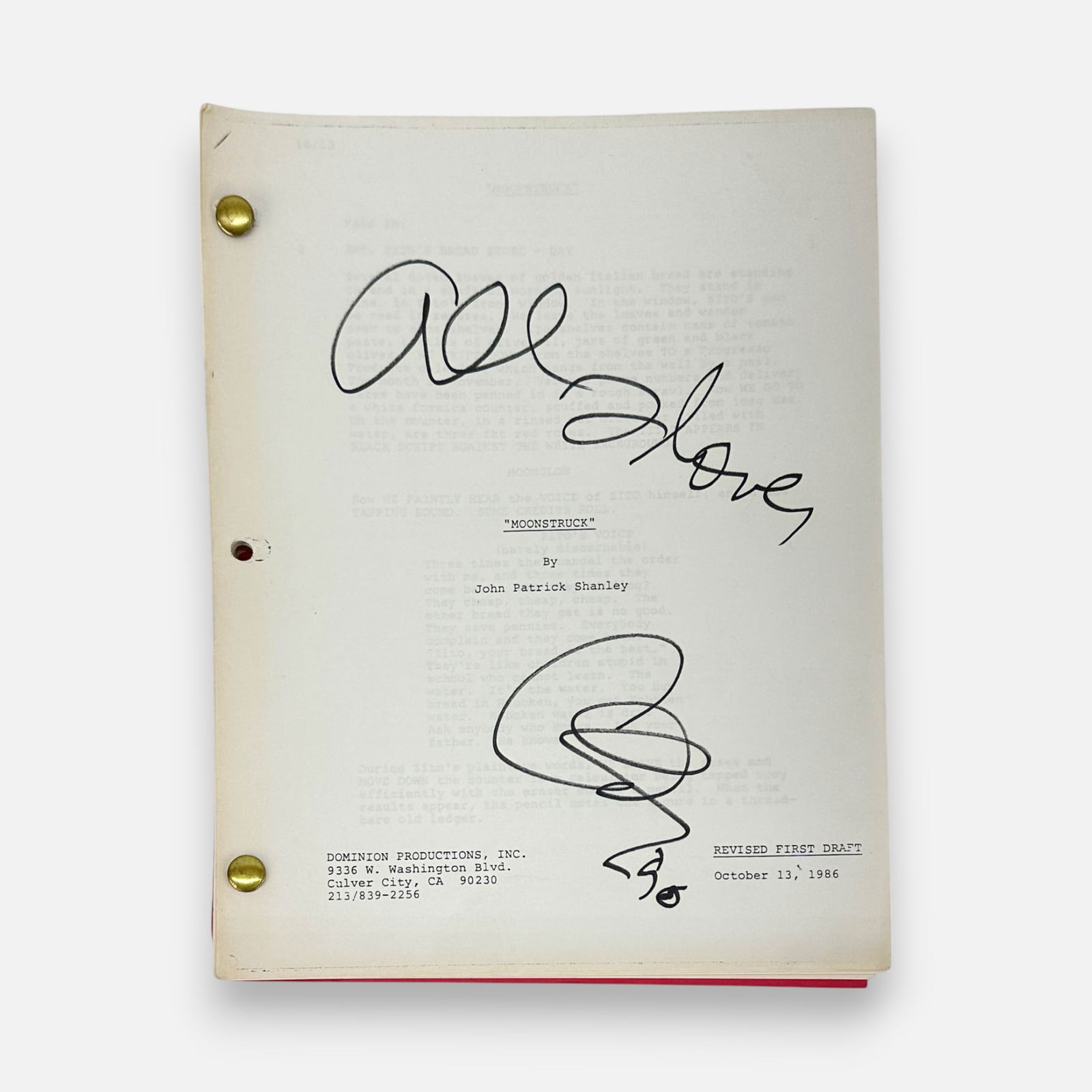 Cher "Moonstruck" Autograph 1986 Revised First Draft Typed Signed Screenplay (1 of 5)