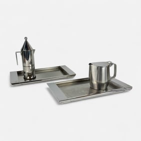 Alessi La Conica Stainless Steel Coffee Maker, Pitcher, and Trays