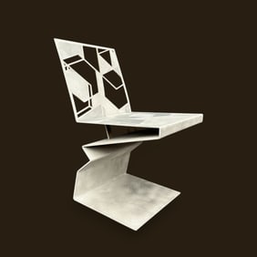 Bennett Bean Geometric Modernist All Metal "Zig Zag Chair"