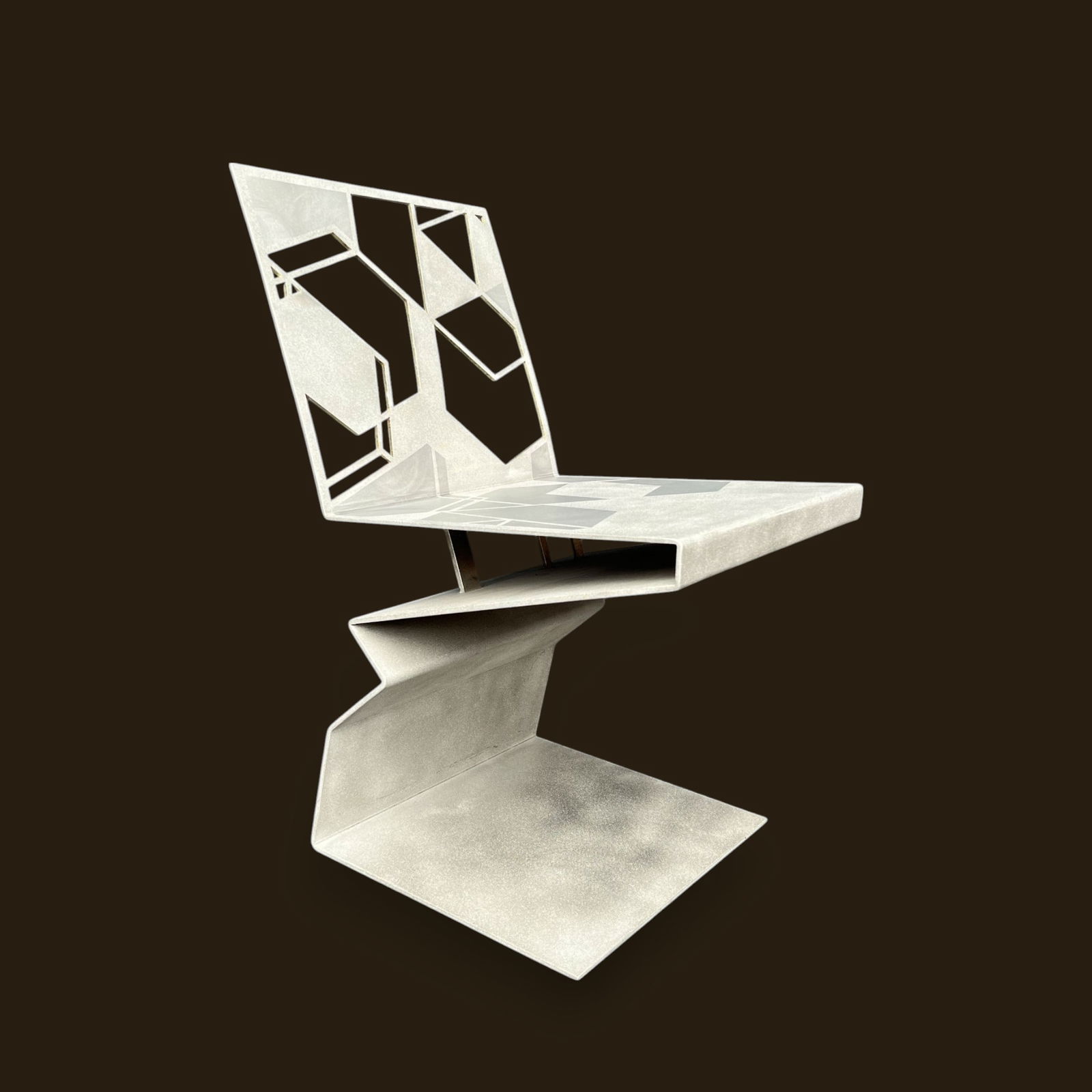 Bennett Bean Geometric Modernist All Metal "Zig Zag Chair" (1 of 13)