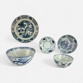 Five Antique Chinese Porcelain Plates & Bowls