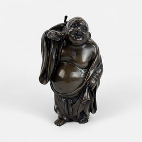 Good Large Antique Japanese Bronze Hotei Figurine Statue