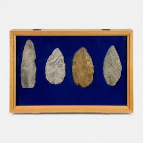 Native American Woodland Indian Stone Point Arrowhead Axehead Collection in Case #4