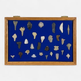 Native American Woodland Indian Stone Point Arrowhead Collection in Case #6