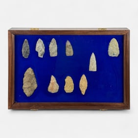 Native American Woodland Indian Stone Point Arrowhead Collection in Case #7