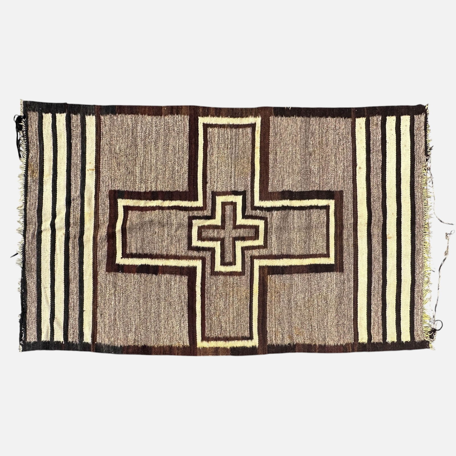 Native American Navajo Wool Blanket Rug w/Cross Decoration (1 of 11)