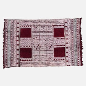 Antique Tunisian Tribal Berber Bakhnoug Shawl Textile