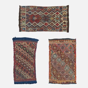 Three Tribal Anatolian Hand Woven Wool Bag Covers