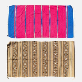 Two Mexican Saltillo Wool Blankets