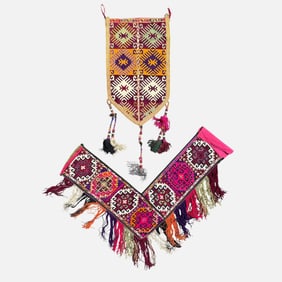 Two Tribal Uzbek/Tajik "Segusha" Wall Hanging Embroidered Textile Decorations