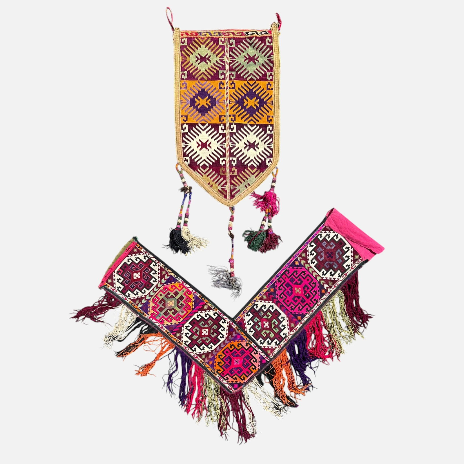 Two Tribal Uzbek/Tajik "Segusha" Wall Hanging Embroidered Textile Decorations (1 of 7)