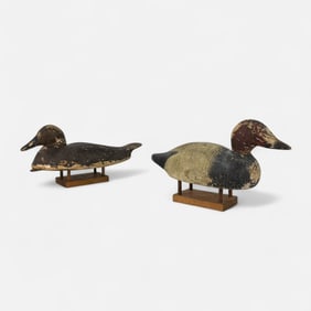 Two Antique Carved & Painted Wood Duck Decoys