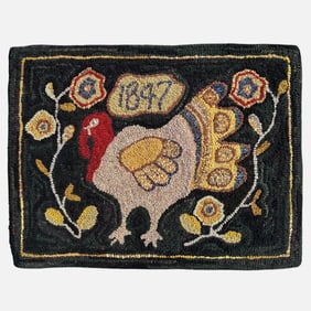 American Thanksgiving Turkey Hooked Rug