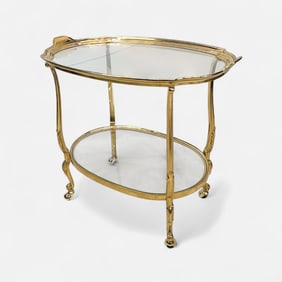 Labarge Louis XV Style Brass Serving Bar Cart Trolley