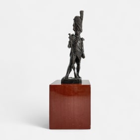 Armond Leveel (After) "Vieille-Garde" French Bronze Soldier Statue on Stone Base.