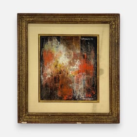 Hannah Menahemi 1970 Abstract Oil on Canvas Framed Painting