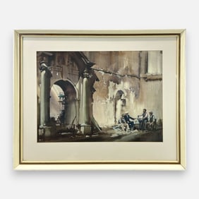 Claude Buckle "Restoration" Original Watercolor on Paper Framed Painting